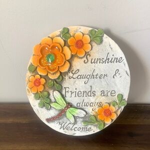 Decorative Floral Plaque | “Sunshine Laughter & Friends are Always Welcome”